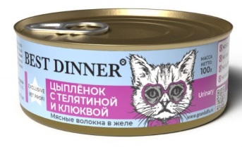 Бэст Диннер VET PROFI консервы диета для кошек Urinary 