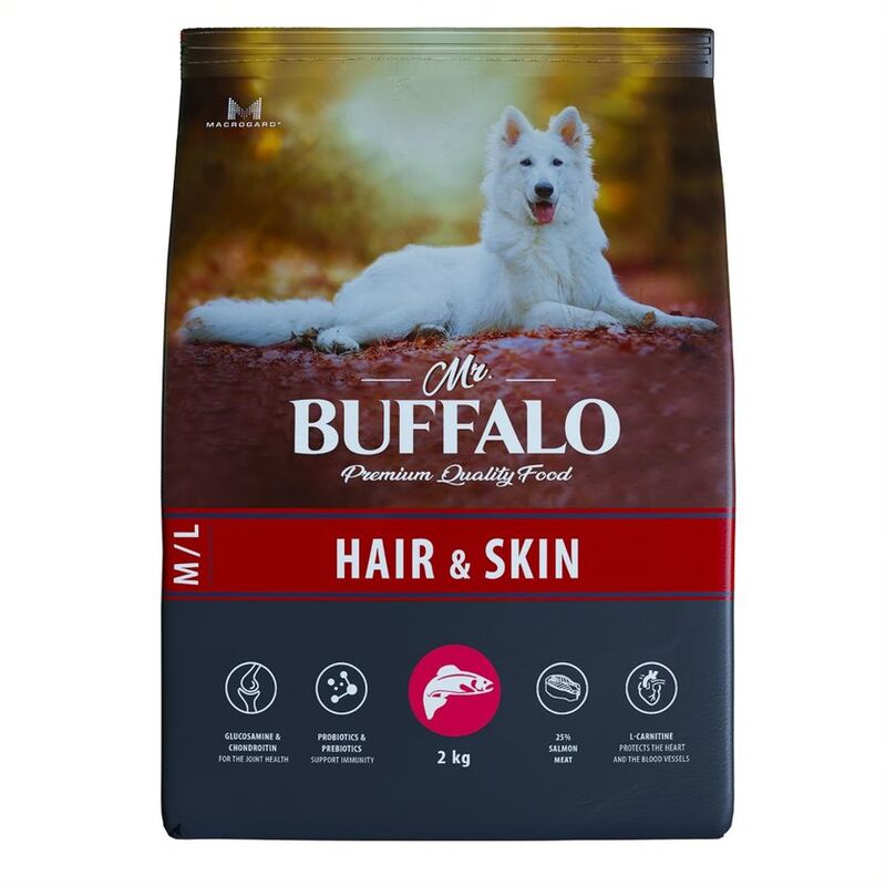 MR.Buffalo HAIR & SKIN CARE сухой корм для собак средних и крупных  пород лосось