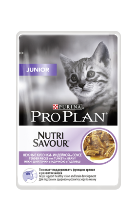 Кусочки в соусе Pro Plan Junior с индейкой