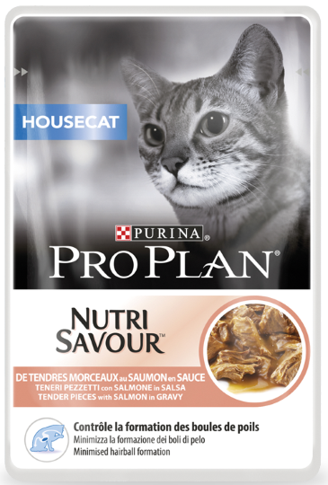 Кусочки в соусе Pro Plan House Cat для домашних кошек с лососем