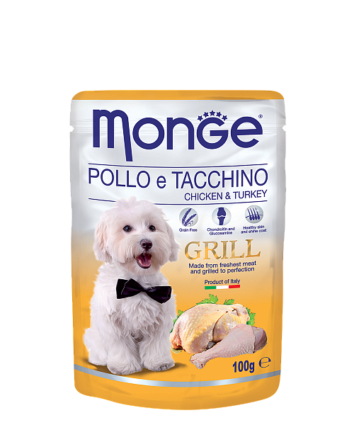 Monge Dog Grill Pouch паучи для собак курица с индейкой