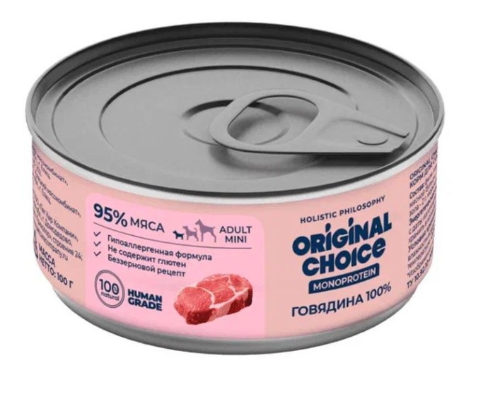 Original Choice Monoprotein. Консервы для собак мини пород Говядина