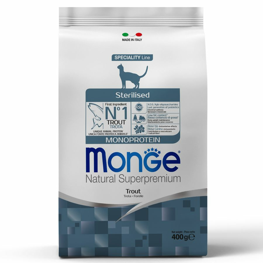 Monge Cat Monoprotein Sterilised Trout корм для стерилизованных кошек с форелью