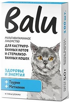 Балу.Мультивитаминное лакомство для кастрированных котов и стерилизованных кошек с таурином и метион