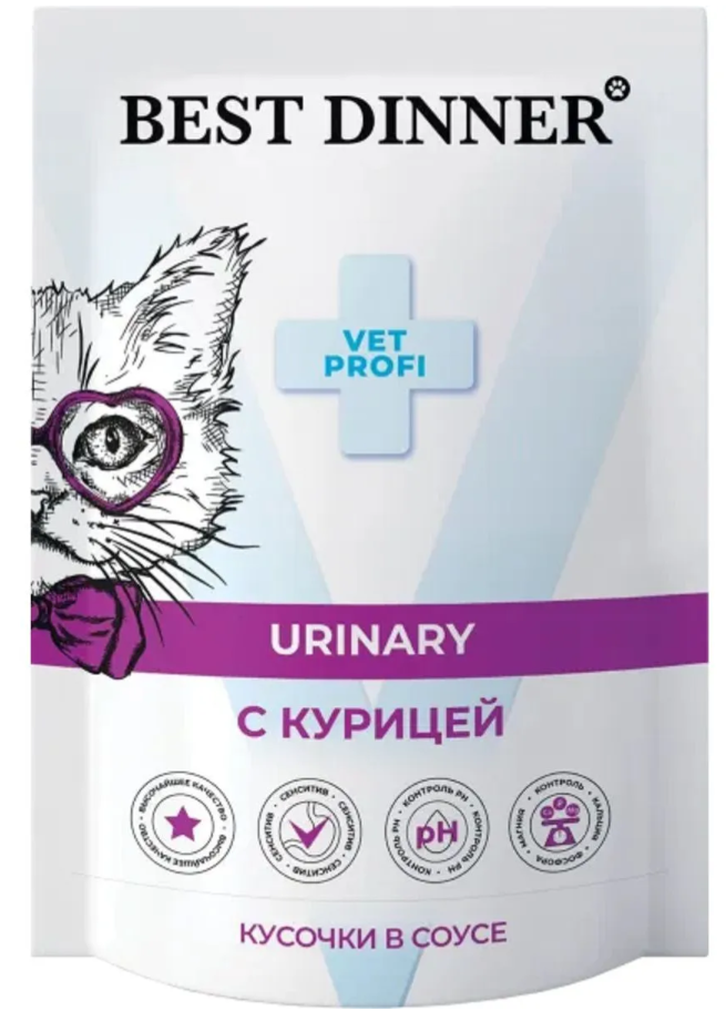Бэст Диннер Exclusive Vet Profi Пауч диета для кошек Urinary с Курицей 85