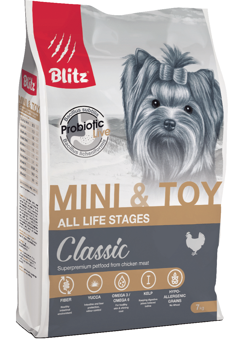 BLITZ Classic. Корм для взрослых собак МИНИ пород с курицей