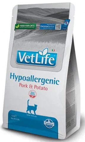 Farmina Vet Life Hypoallergenic, гипоаллерегнное питание для кошек, свинина с картофелем