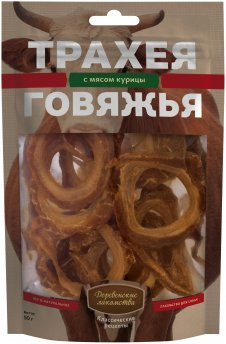 Деревенские лакомства КР трахея гов с мясом курицы для собак, 50 г