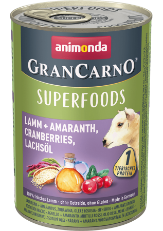 Animonda. Консервы, Gran Carno Superfoods ягненок/амарант/клюква/лосос.масло для собак