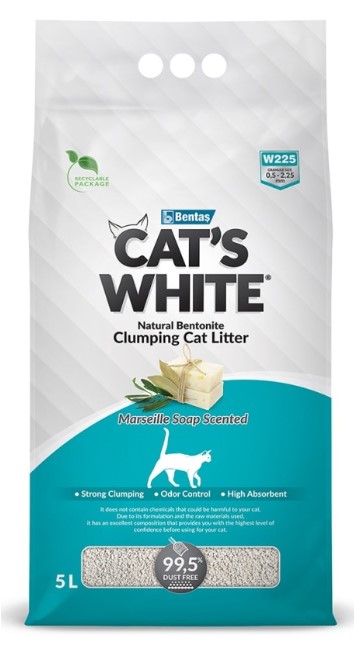 Cat's White. Наполнитель комкующийся с ароматом марсельского мыла