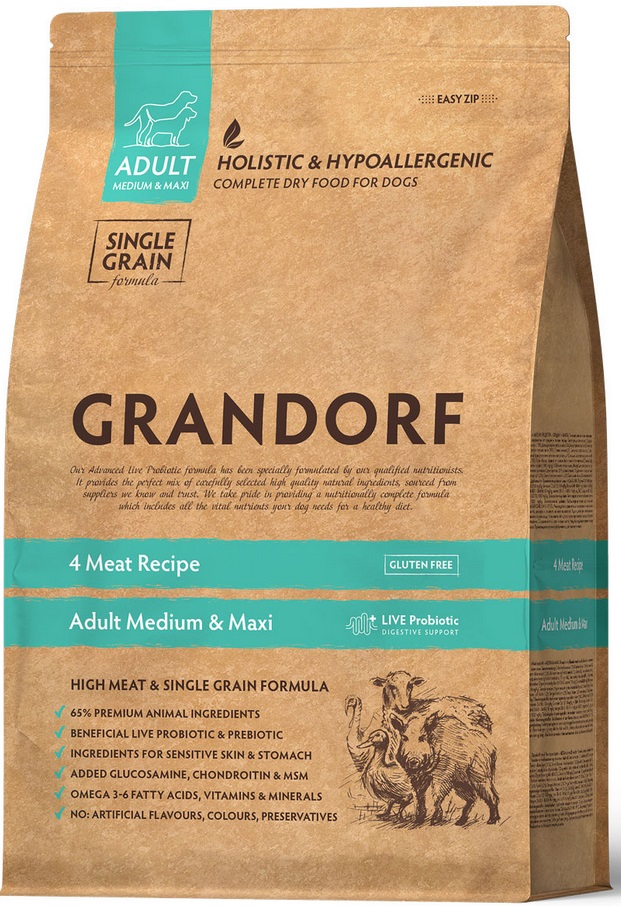 GRANDORF PROBIOTIC Adult All Breeds 4 мяса с бурым рисом для всех пород