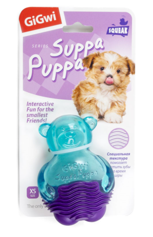 GiGwi. Игрушка для собак Мишка с пищалкой 9см, серия SUPPA PUPPA