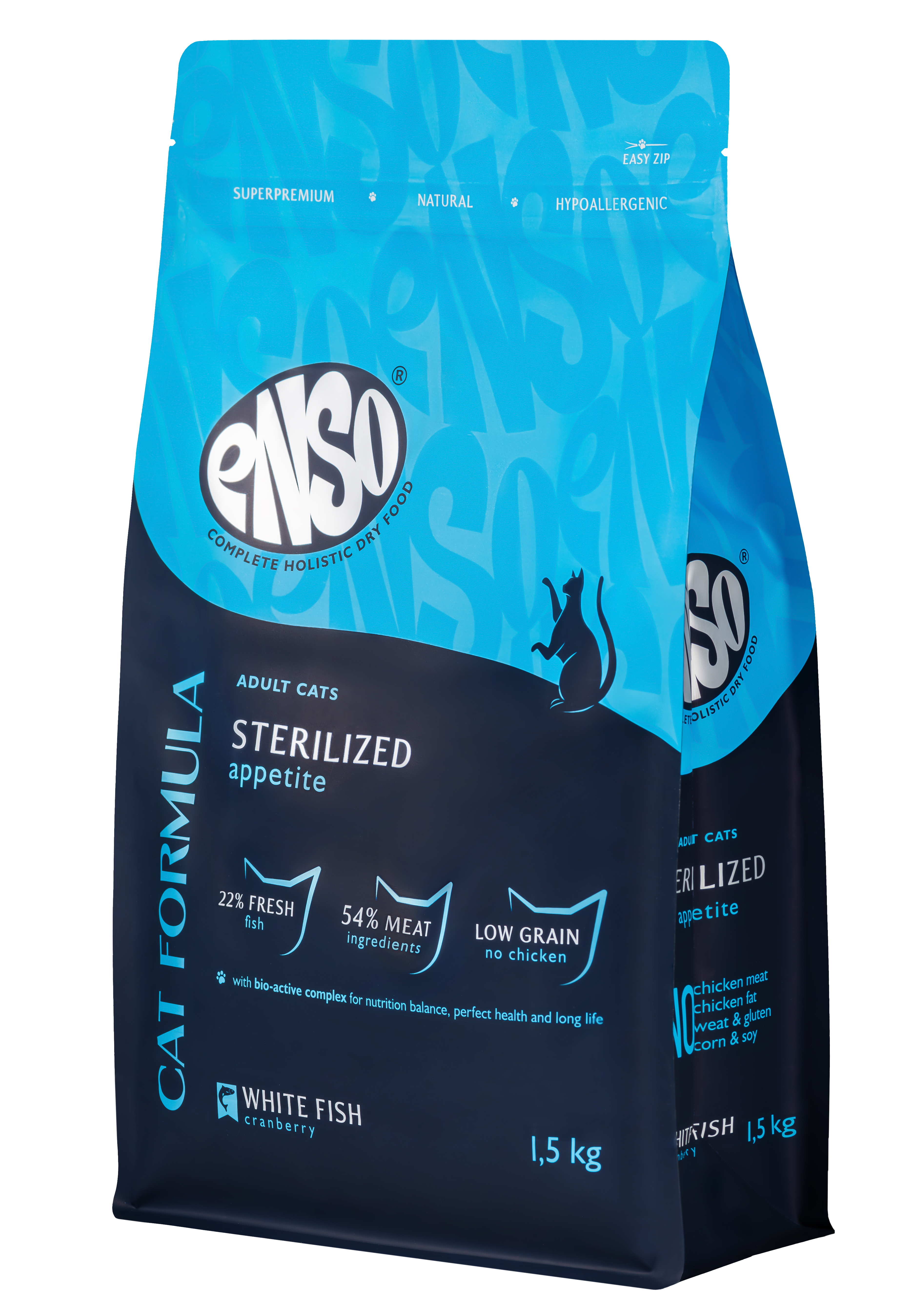 Enso Sterilized.Сухой корм для стерилизованных кошек Белая рыба с клюквой