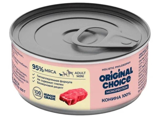 Original Choice Monoprotein. Консервы для собак мини пород Конина