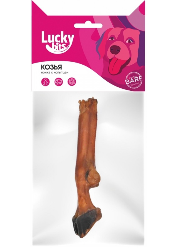 Lucky Bits. Лакомство для собак Козья ножка с копытцем, 100г