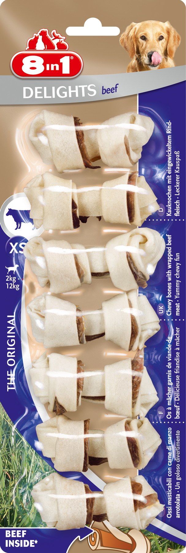 Жевательная косточка для собак 8 в 1 Beef Delights Bone XS 7,5 см (7 шт)