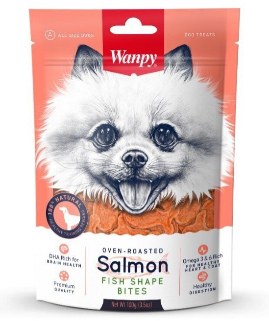 Лакомство для собак Wanpy Dog  кусочки из лосося в форме рыбок