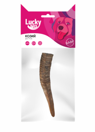 Lucky Bits. Лакомство для собак козий рог S17 см 80г