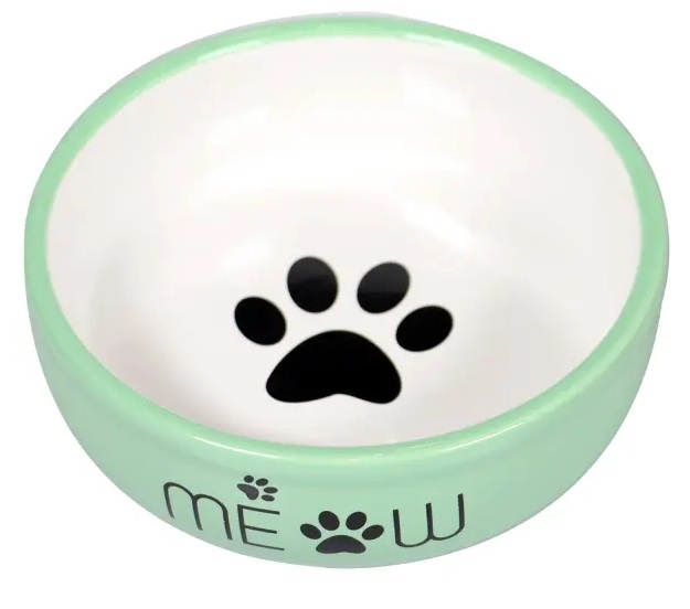Миска MR.Kranch для кошек керамическая MEOW, 380мл, зеленая