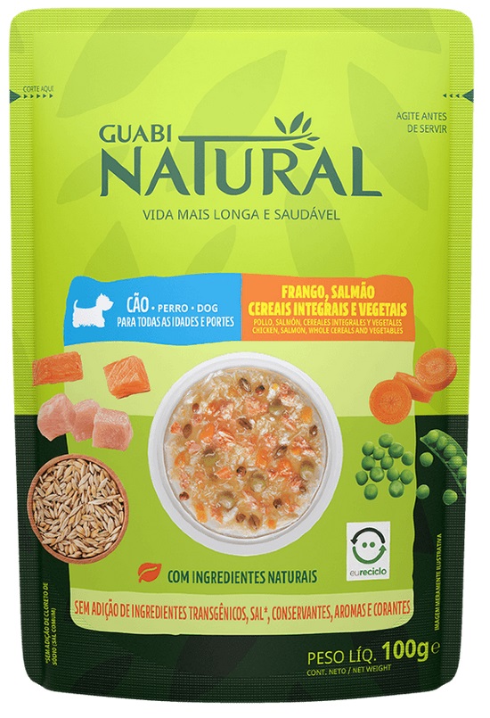 GUABI NATURAL Dog пауч для собак курица, лосось, цельнозерновые злаки и овощи