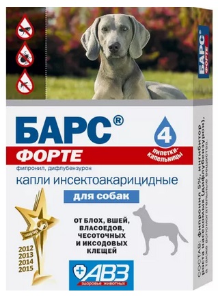 БАРС Форте капли инсектоакар д/соб (упаковка 4 пипетки)