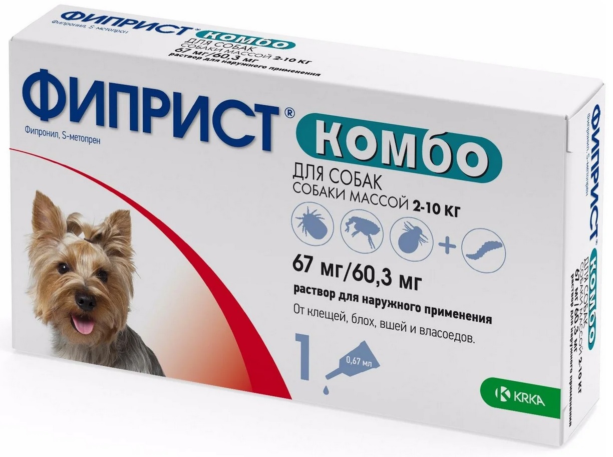 ФИПРИСТ КОМБО для собак 67мг/60,3мг 2-10 кг 1 ПИПЕТКА