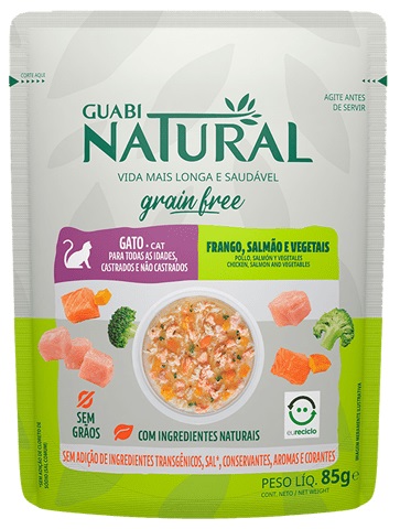 GUABI NATURAL Cat GRAINFREE  пауч беззерновой для взрослых кошек курица,лосось и овощи