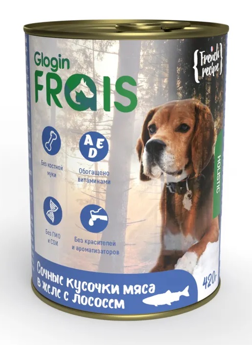 FRAIS HOLISTIC DOG Консервы для собак мясные кусочки с лососем в желе