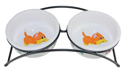 Подставка с керамическими мисками 