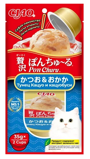 INABA. Ciao Pon Churu Лакомство для кошек Суфле Кацуо и кацуобуси