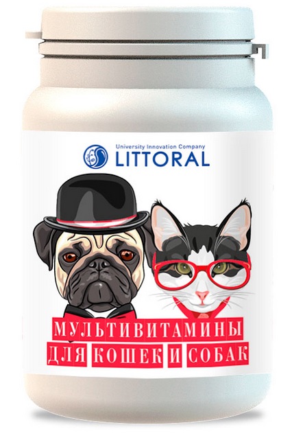 Littoral.Витаминное лакомство. Мультивитамины для кошек и собак, 80 таб.