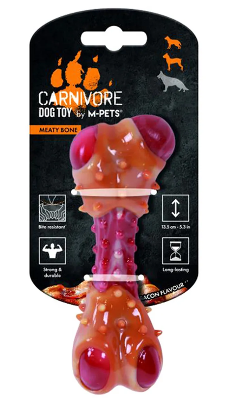 Игрушка для собак Канривор кость со вкусом бекона красная 13.5х5.7х4.9см Mpets