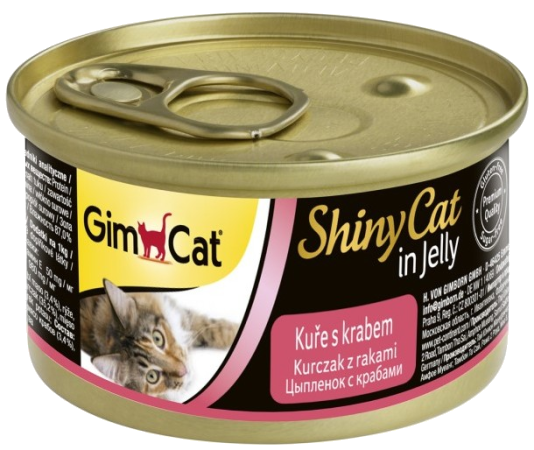 GimCat ShinyCat консервы для кошек, 70 г. Курица с крабом