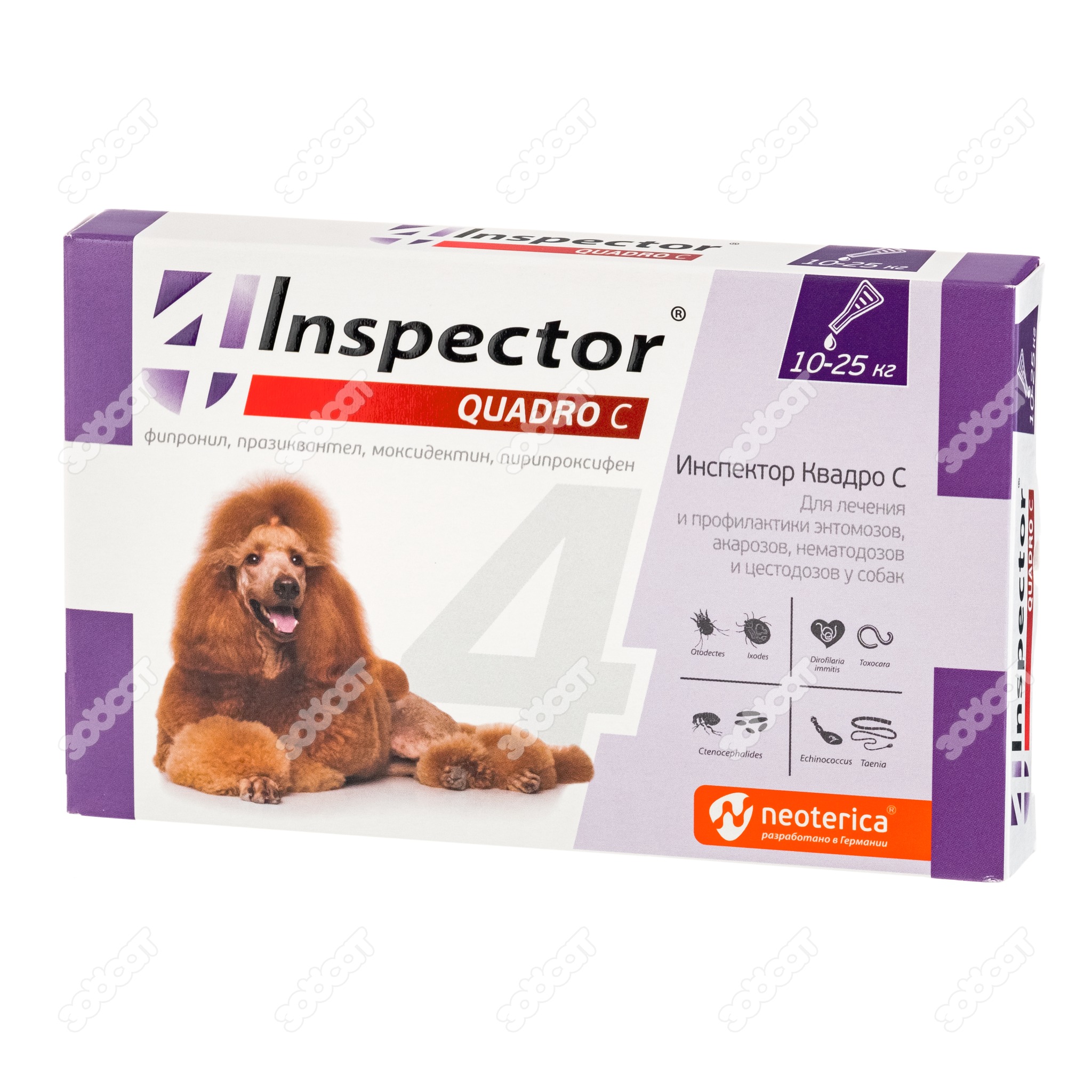 Inspector Quadro Капли от внешних и внутренних паразитов для собак, (от 10 до 25 кг)