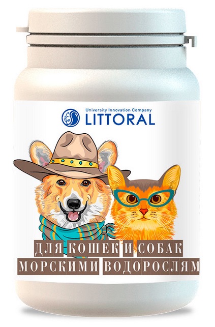 Littoral.Витаминное лакомство для кошек и собак с морскими водорослями, 80 таб.