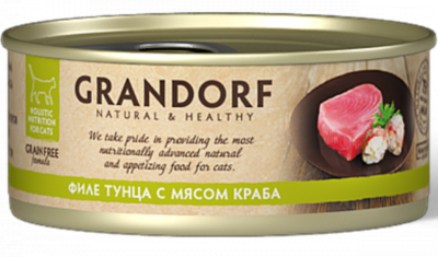 GRANDORF Консервы для кошек Филе тунца с мясом краба 70 гр.