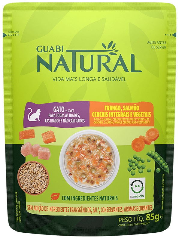 GUABI NATURAL Cat пауч для взрослых кошек курица,лосось,цельнозерновые злаки и овощи