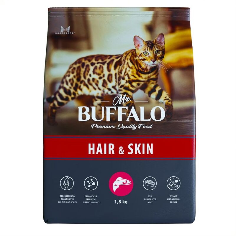 MR.Buffalo сухой корм для кошек ADULT HAIR & SKIN лосось