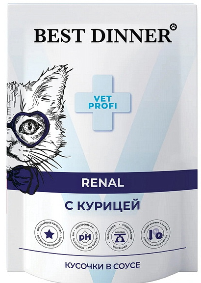 Бэст Диннер Exclusive Vet Profi Пауч диета для кошек Renal с Курицей 85 г