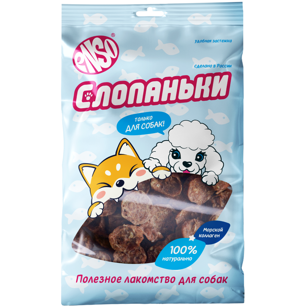 Enso Слопаньки.Лакомство для собак чипсы из лосося кальцинированные,размер S,40г