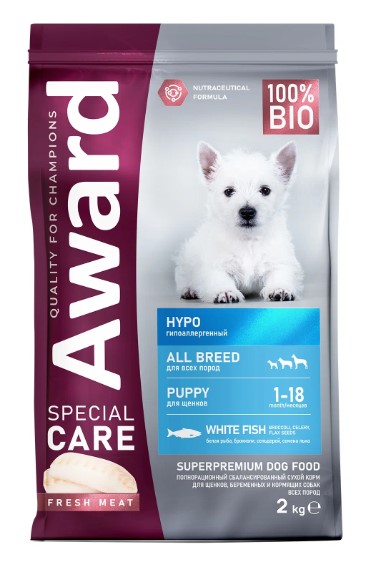 AWARD SPECIAL CARE HYPO PUPPY для щенков и берем. собак всех пород со свежей белой рыбой