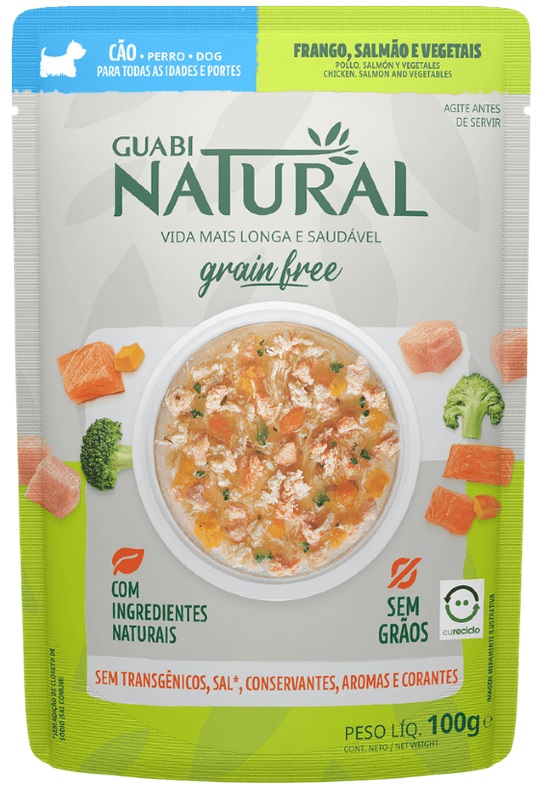 GUABI NATURAL Dog GRAINFREE  пауч беззерновой для собак курица, лосось и овощи